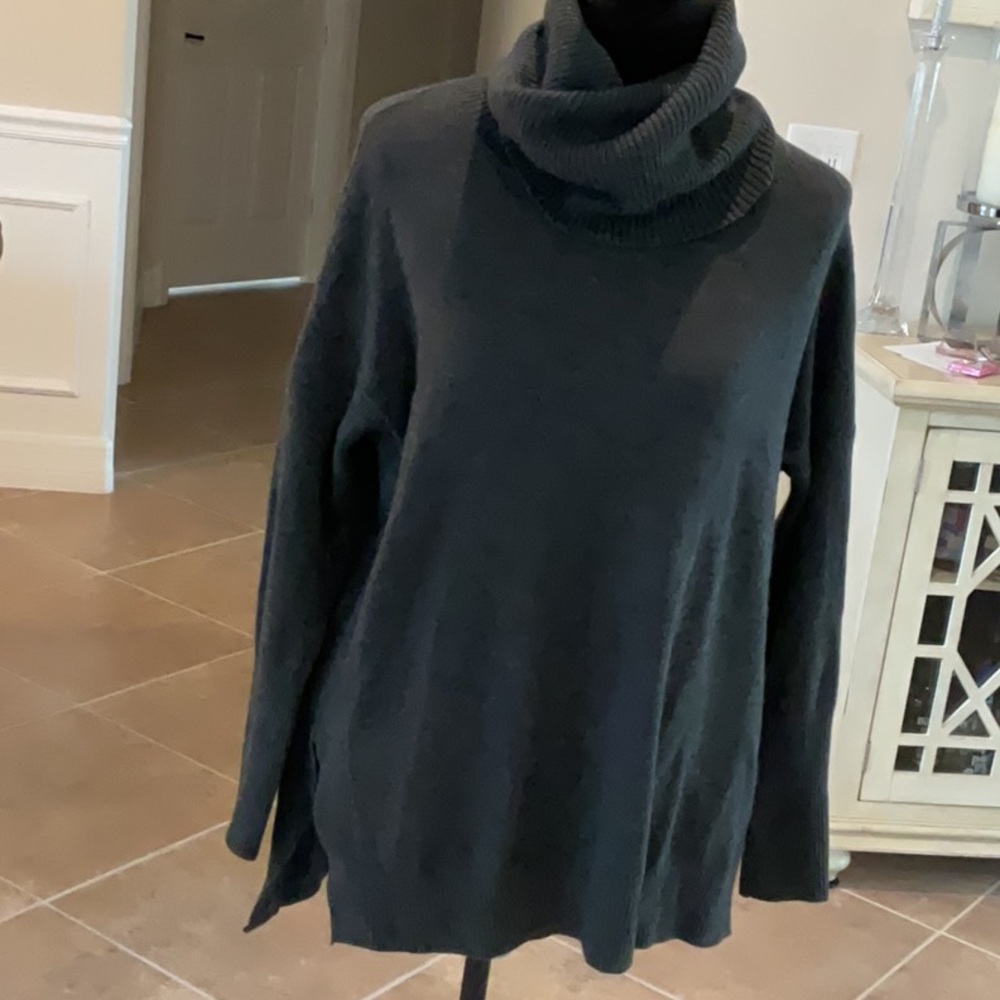 French Connection gray cowl neck tunic length sweater, size medium
